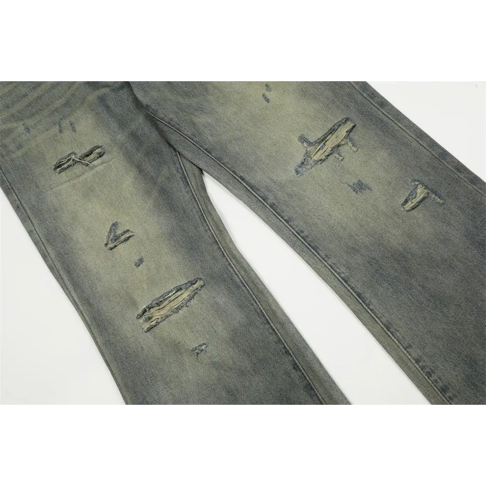 Make Old Ripped Denim Men Trousers