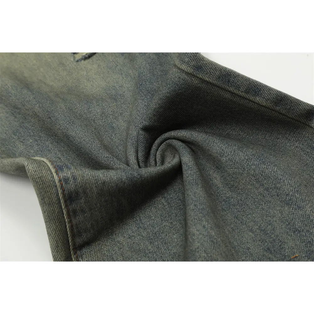 Make Old Ripped Denim Men Trousers