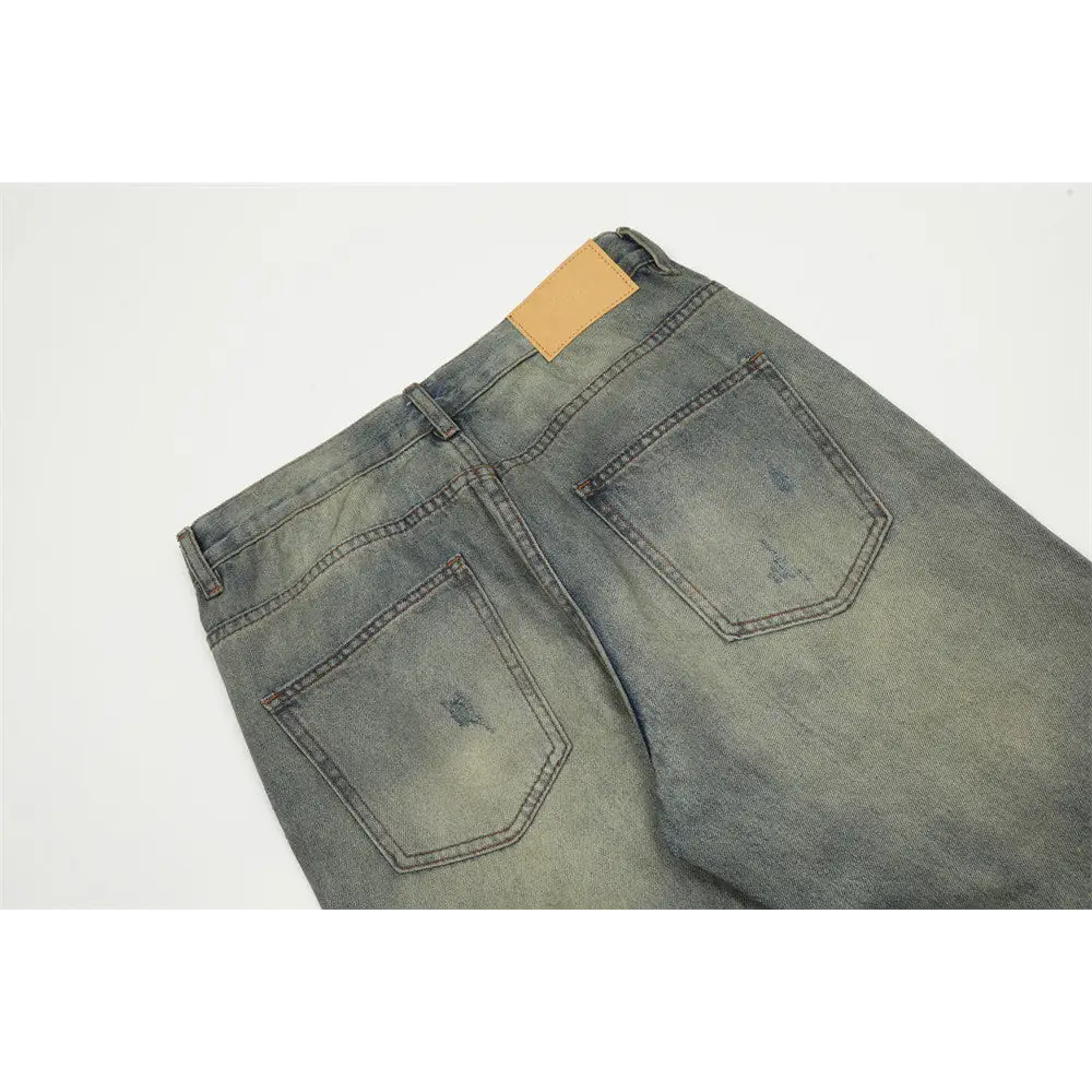 Make Old Ripped Denim Men Trousers