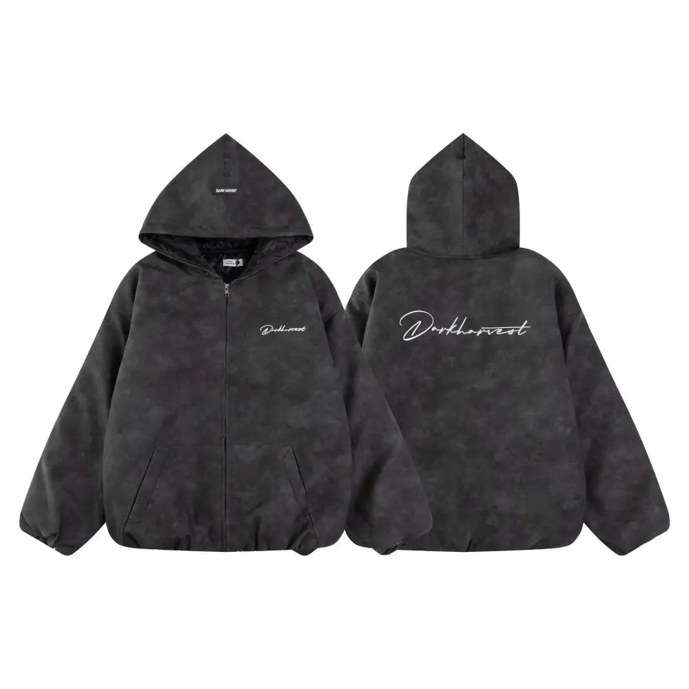 Black hooded jacket with Dontlimit branding, ideal for casual wear, product reviews reflect style.