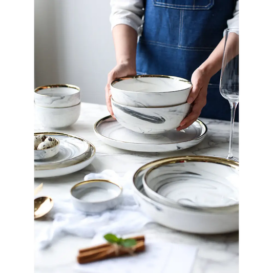 Marble Tableware Bowls Plates Rice - Beyond Trends Hub 