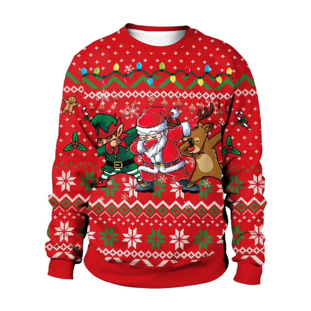 Men And Women Digital Printing Christmas Round Neck Sweater Tops Beyond Trends Hub