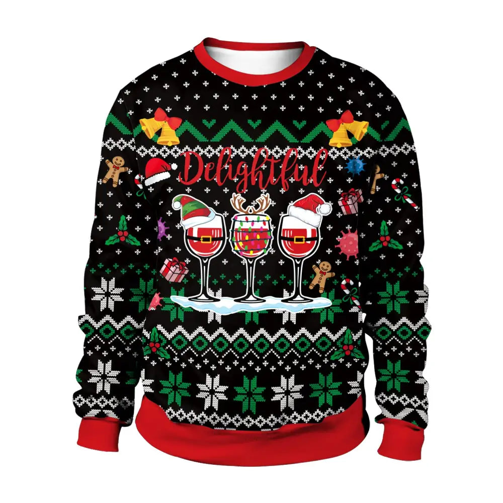 Men And Women Digital Printing Christmas Round Neck Sweater Tops Beyond Trends Hub