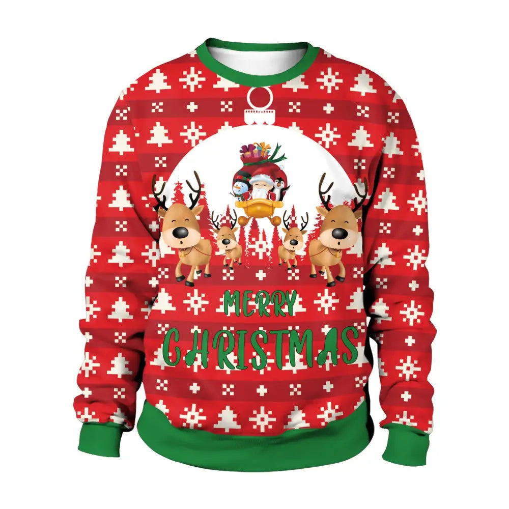 Men And Women Digital Printing Christmas Round Neck Sweater Tops Beyond Trends Hub