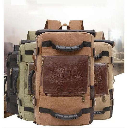 Men Canvas Backpack Huge Travel School Shoulder Computer Backpack Functional Versatile Bags Multifunctional Laptop Bag - Beyond Trends Hub 