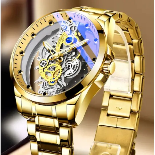 Men Watch Skeleton Automatic Quartz Watch Gold Skeleton Vintage Man Watch Mens Watches Top Brand Luxury - Beyond Trends Hub 