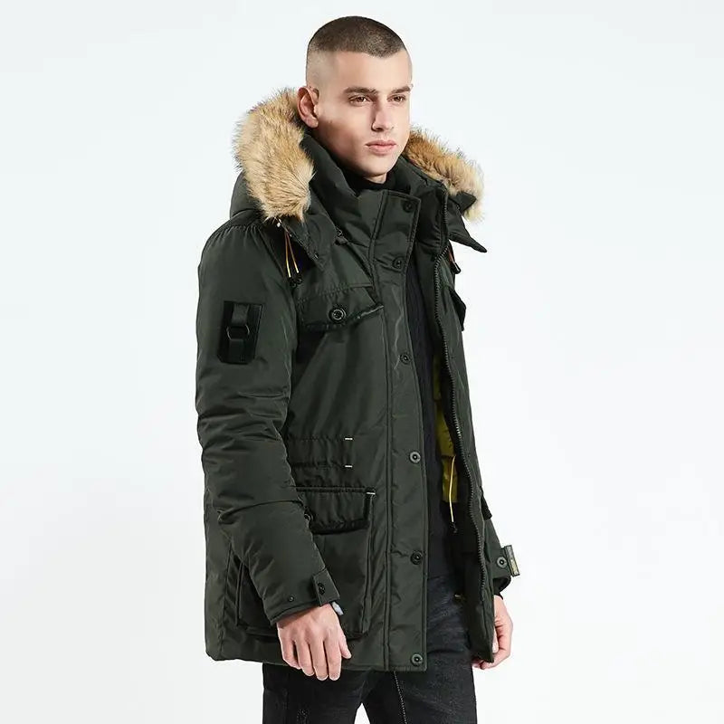 Men Winter Long Cotton Jacket Warm Clothing - Beyond Trends Hub 