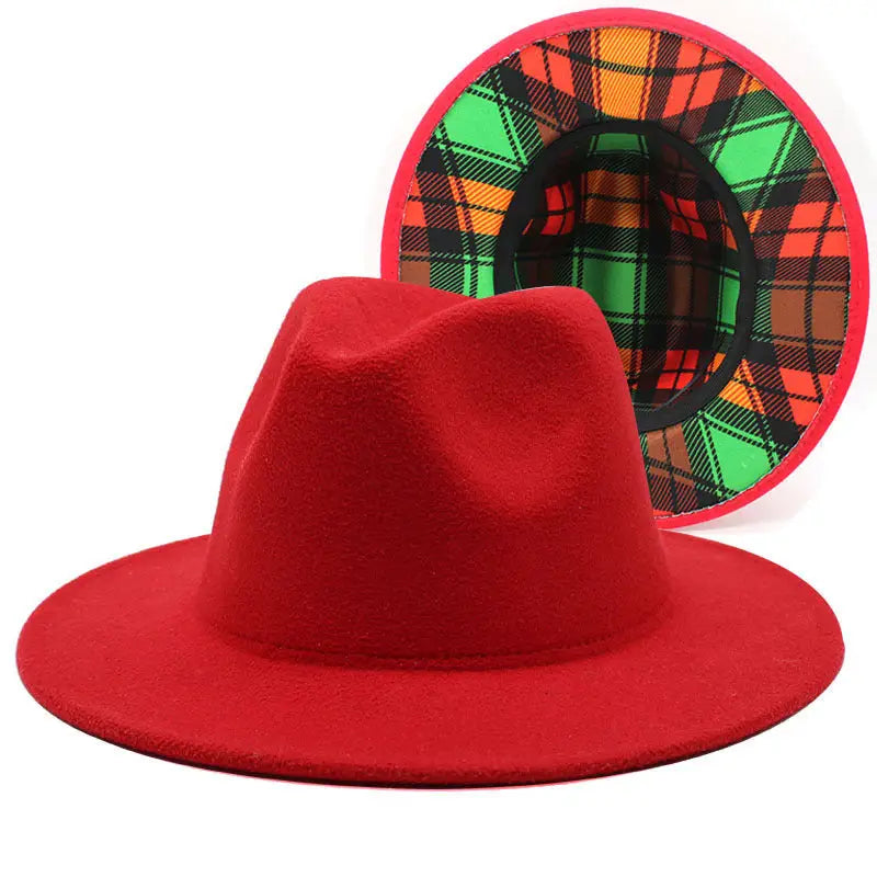 Men's And Women's Double-sided Color Matching Woolen Fedora Hat Beyond Trends Hub