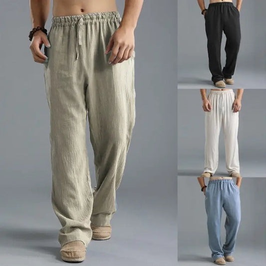 Men’s Breathable Linen Loose Casual Sports Pants