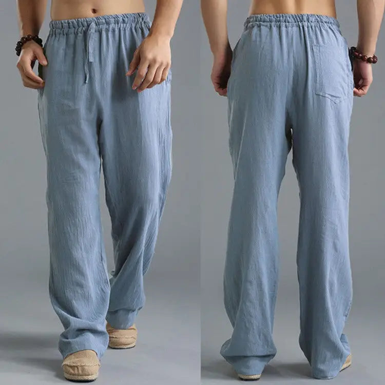 Men’s Breathable Linen Loose Casual Sports Pants