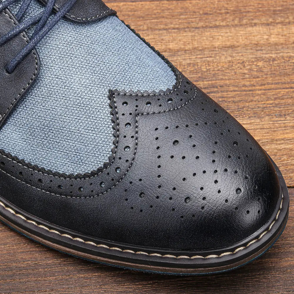Men’s Brogue Color Matching Casual Business Leather Shoes Comfortable Beyond Trends Hub
