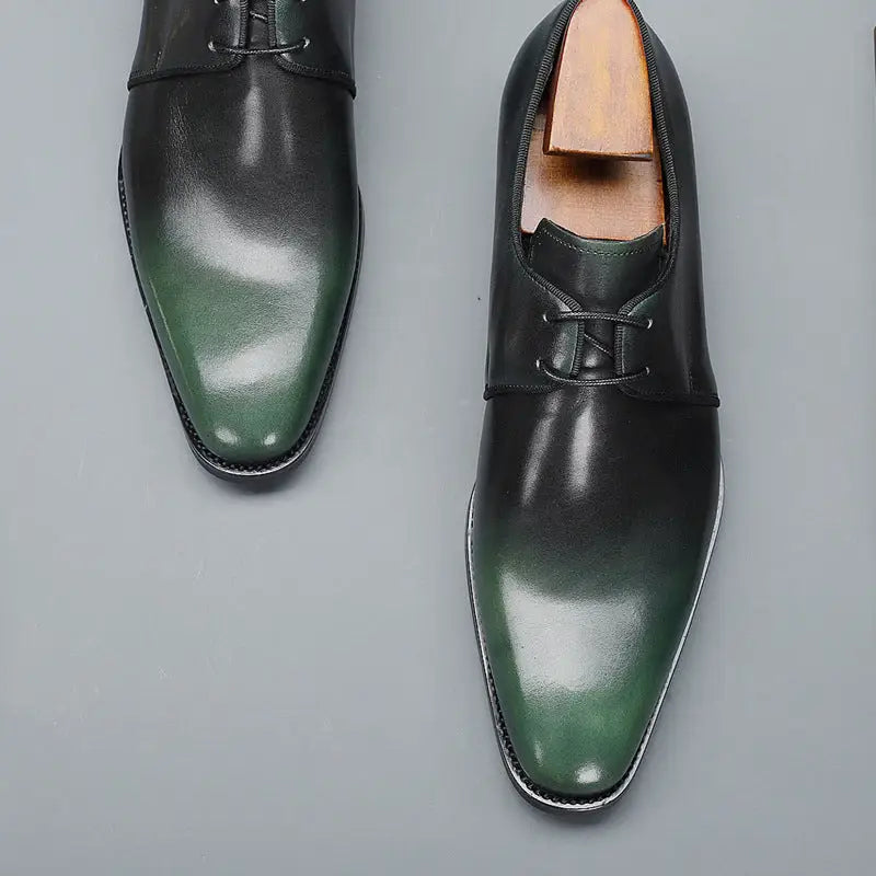 Men’s Business Derby Leather Plus Size Dress Shoes - Green / 39