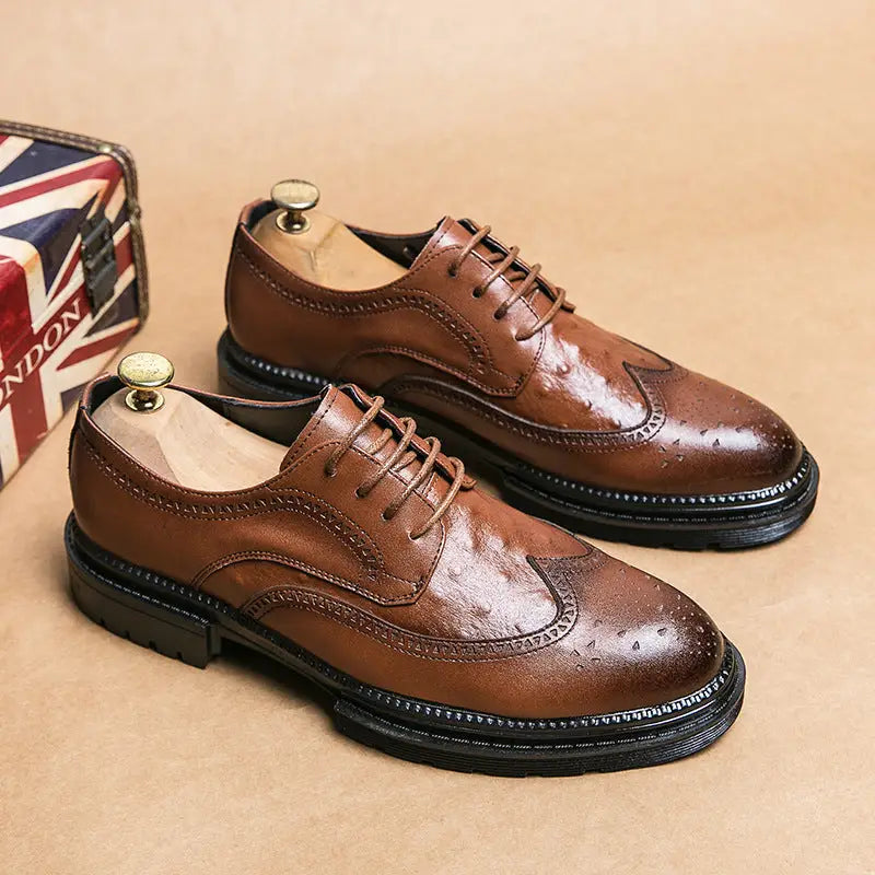 Men’s Business Formal Leather Shoes British Style - 8398 Brown / 38