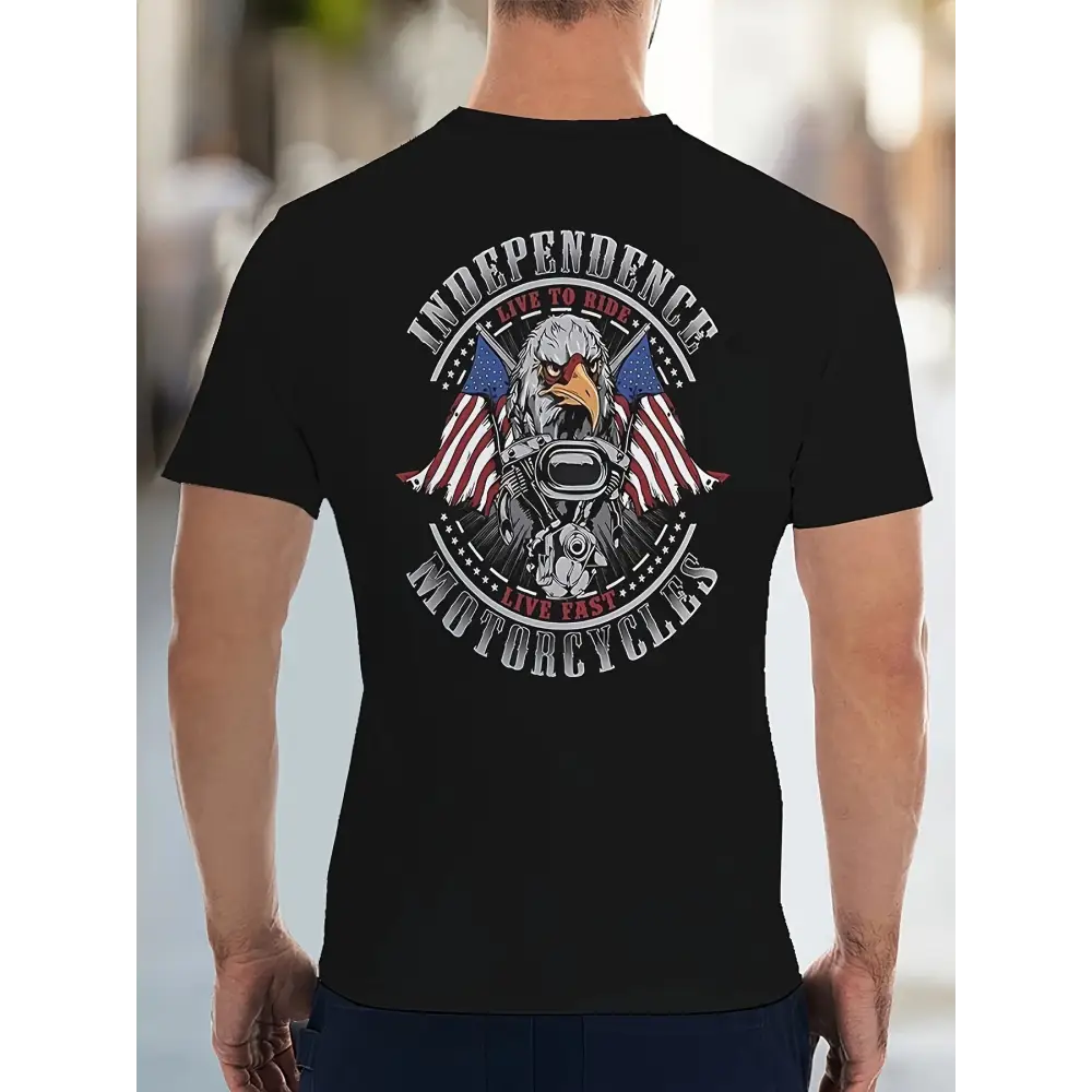 Men’s Casual And Fashionable Geometric Skull Pattern T-shirt - Breathable Polyester Fiber Round Neck Regular Style - 5