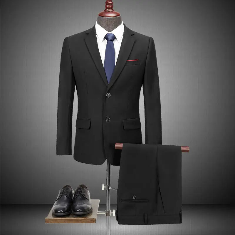 Men's Casual Business Suit Two-piece Suit Plus Size Work Ball Suit Men - Beyond Trends Hub 