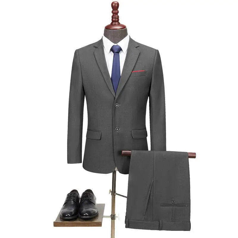 Men's Casual Business Suit Two-piece Suit Plus Size Work Ball Suit Men - Beyond Trends Hub 