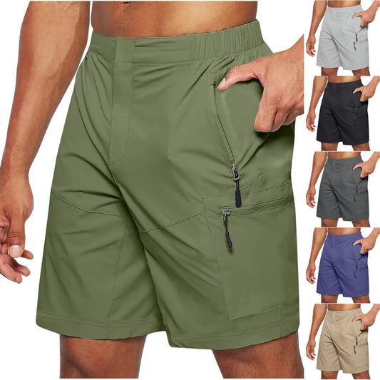 Men’S Casual Elastic Waist Strap Summer Shorts Casual Fit Fashion Outdoor Long Shorts For Men Knee-Length Straight Leg