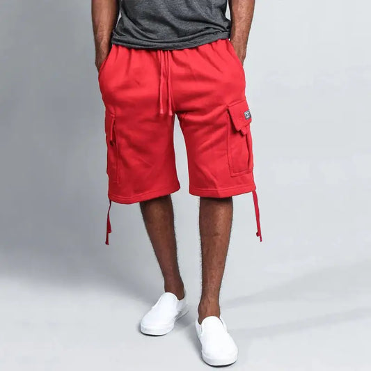 Men’s Casual Five-point Overalls Multi-pocket Loose Straight Shorts