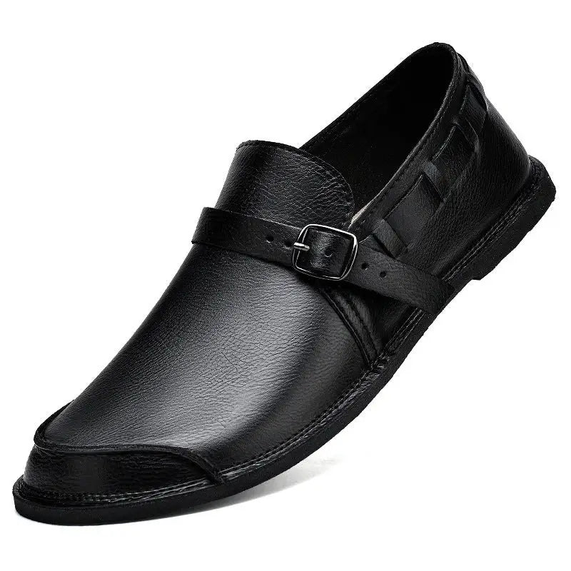 Men’s Daily Soft Sole Leather Casual Shoes - 22018 Black / 38