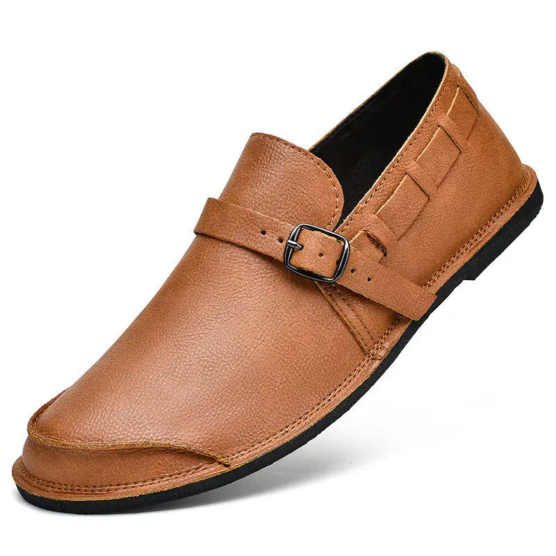 Men’s Daily Soft Sole Leather Casual Shoes - 22018 Light Brown / 38