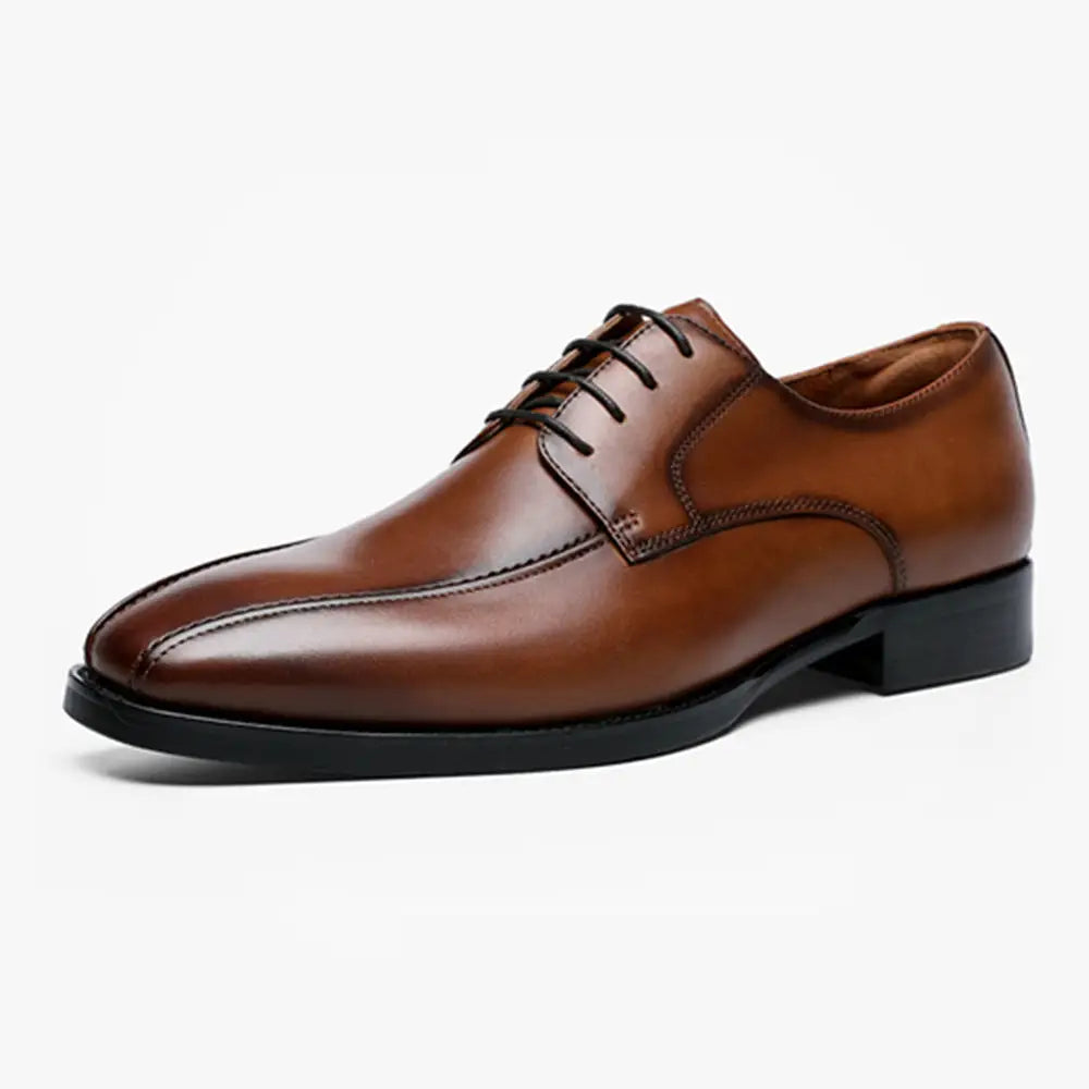 Men's Fashion Casual Brushed Square Toe Laces Leather Shoes Beyond Trends Hub