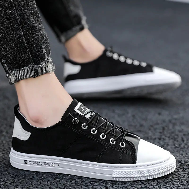 Men’s flat casual canvas shoes - Black / 41