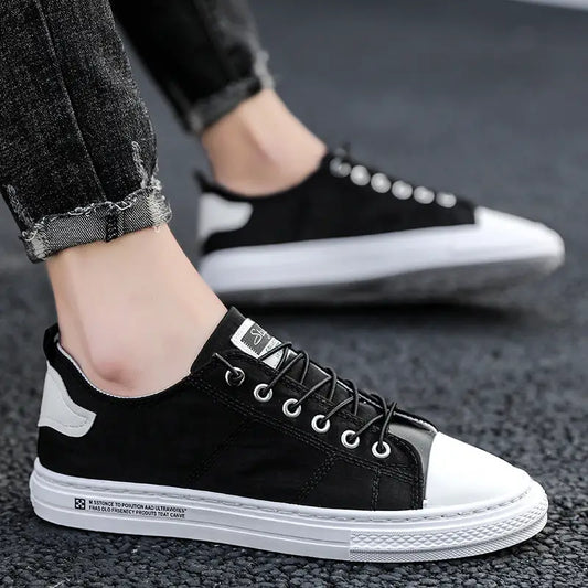 Men’s flat casual canvas shoes - Black / 41