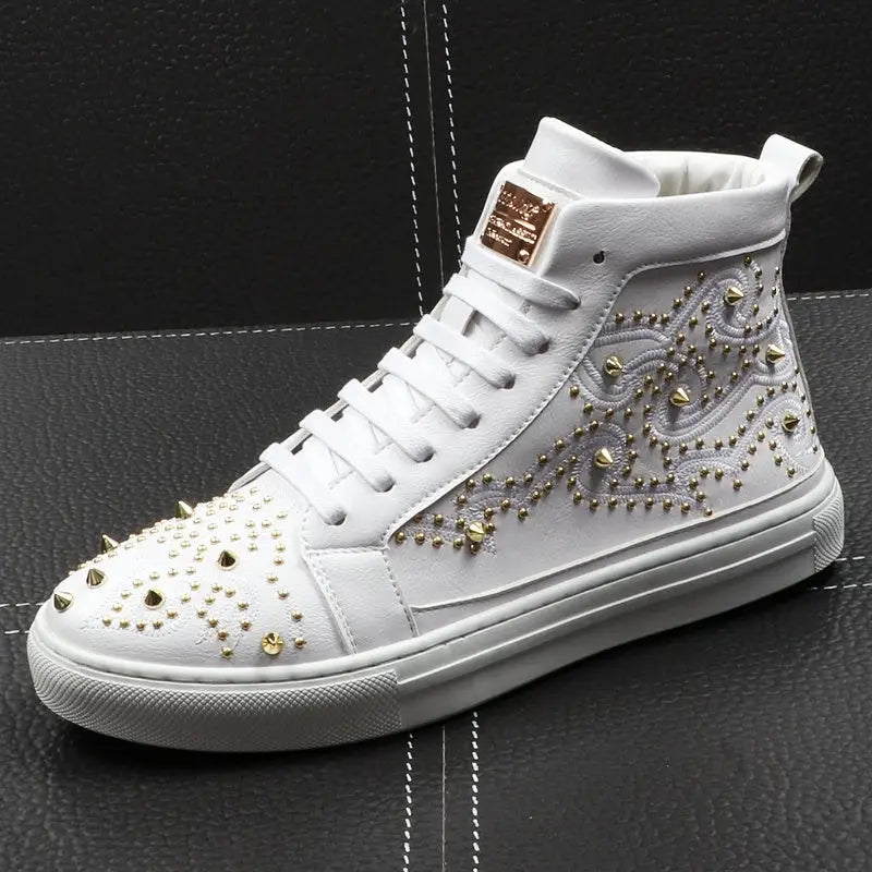 Men’s High-Top Shoes Rivet Personality Hip-Hop Trendy Shoes