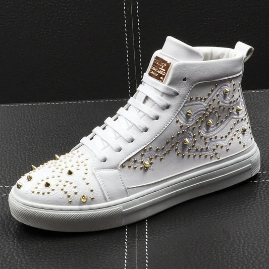 Men’s High-Top Shoes Rivet Personality Hip-Hop Trendy Shoes