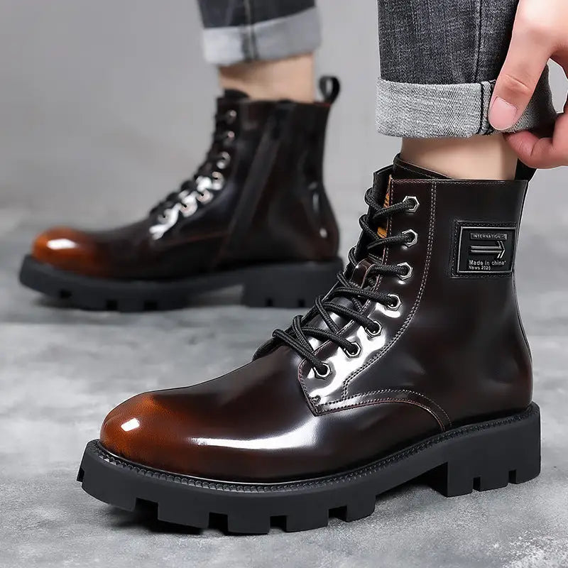 Men's High-top Soft Leather Mid-top Workwear Boots All-match Breathable Boots Beyond Trends Hub
