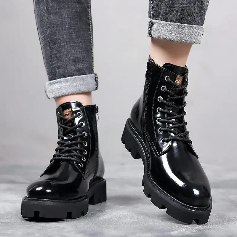 Men's High-top Soft Leather Mid-top Workwear Boots All-match Breathable Boots Beyond Trends Hub