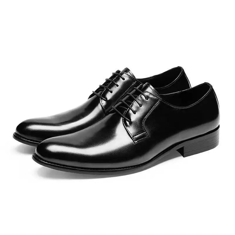 Men’s Leather Shoes Breathable Lace Up Hand-rub Color