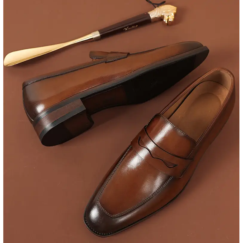 Men's Leather Shoes Business First Layer Cowhide Lazy Beyond Trends Hub