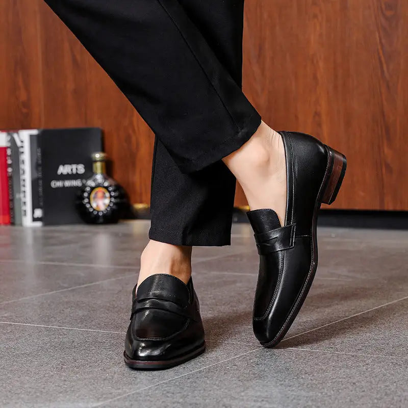 Men's Leather Shoes Business First Layer Cowhide Lazy Beyond Trends Hub