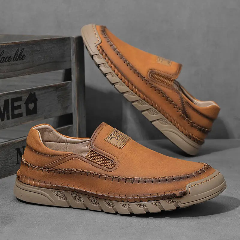 Men’s Leather Shoes Hand-stitched Casual