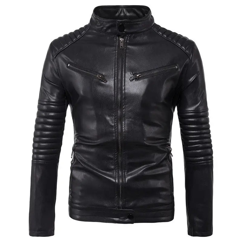 Men’s Motorcycle Zipper Leather Jacket Handsome Leather Jacket