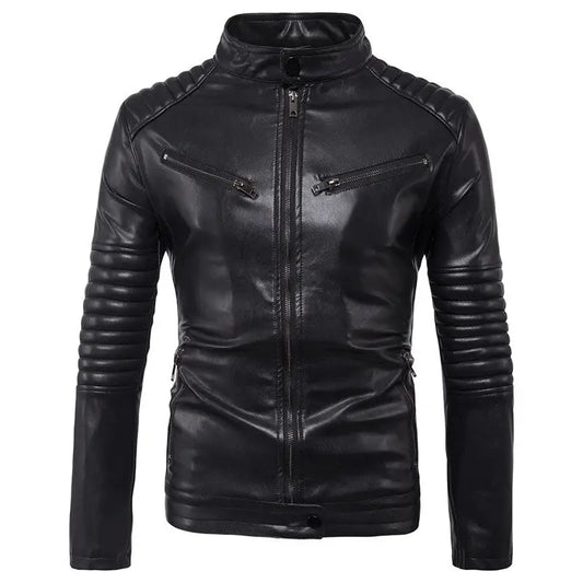 Men’s Motorcycle Zipper Leather Jacket Handsome Leather Jacket