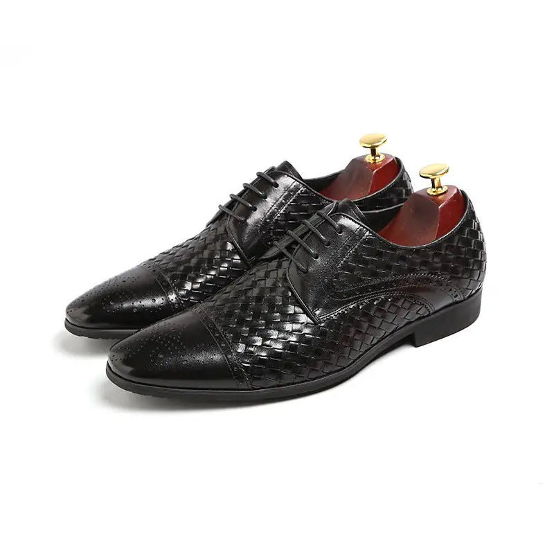 Men's New British Woven Pointed Business Leather Shoes Beyond Trends Hub