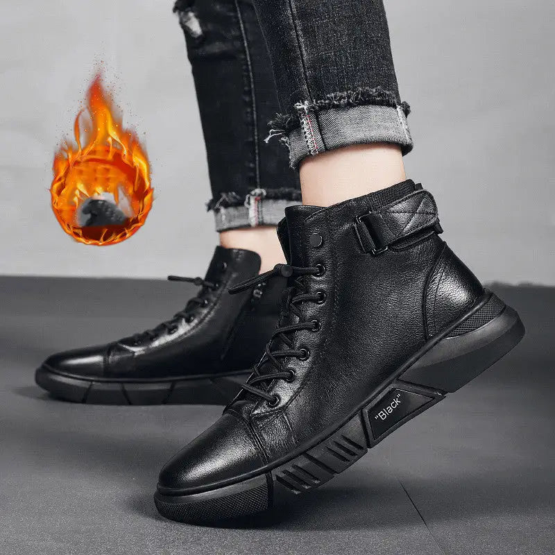 Men’s New Leather Plush Martin Boots Casual