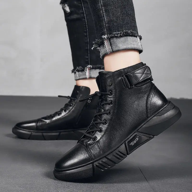 Men’s New Leather Plush Martin Boots Casual
