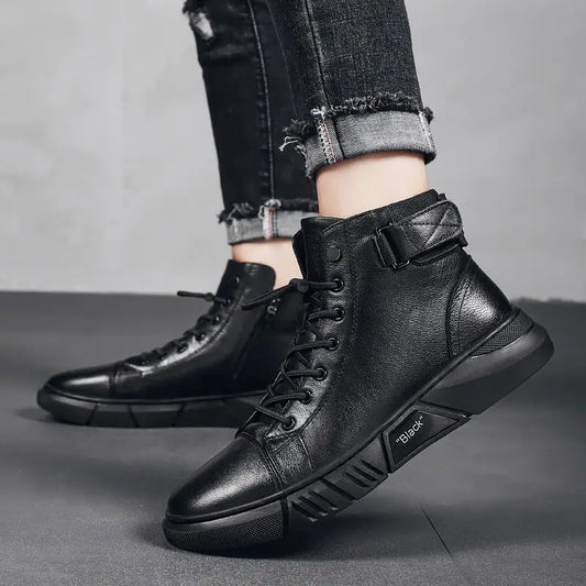 Men’s New Leather Plush Martin Boots Casual