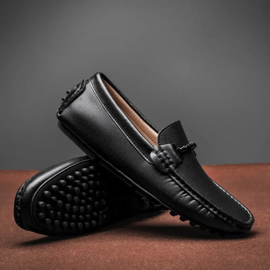 Men’s Plus Size British Fashion Casual Leather Shoes - Black / 38