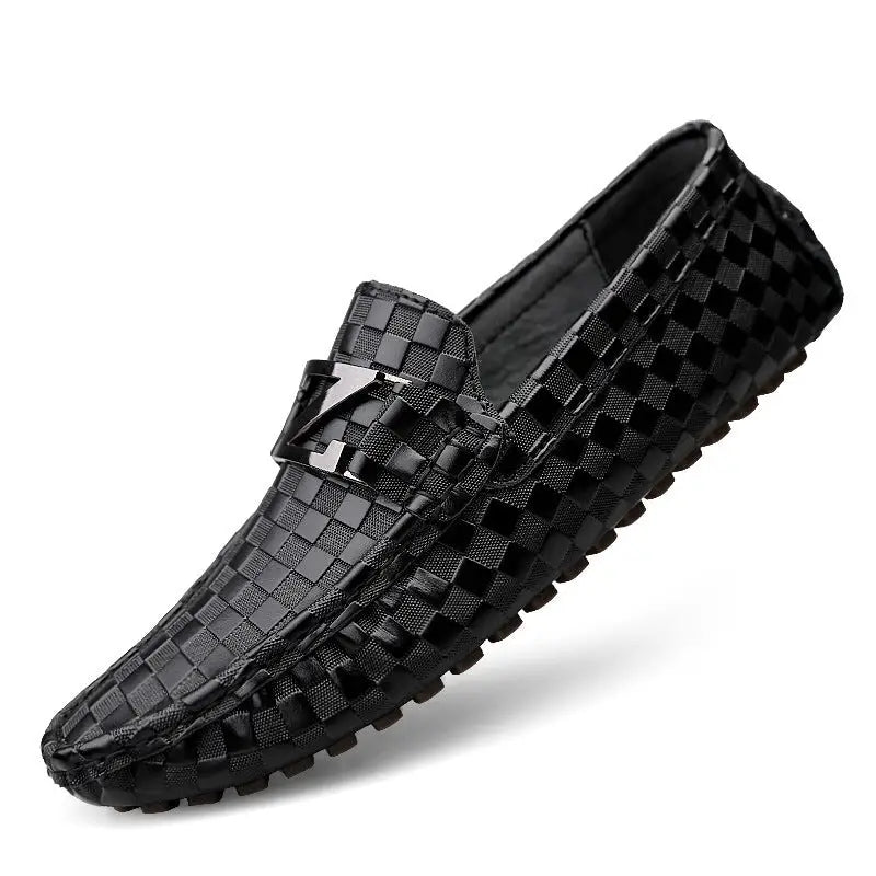 Men’s Plus Size Casual Leather Shoes Pedal Peas - Black / 37