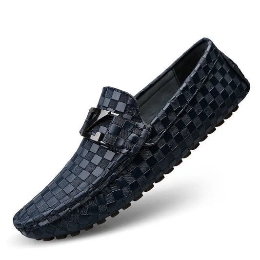 Men’s Plus Size Casual Leather Shoes Pedal Peas - Blue / 37