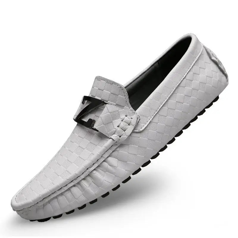 Men’s Plus Size Casual Leather Shoes Pedal Peas - White / 37
