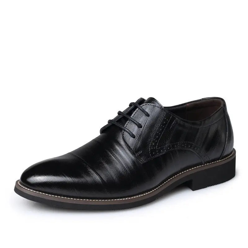Men’s Plus Size Formal Business Casual Leather Shoes - Black 12538B shoes / 37
