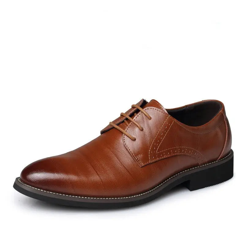 Men’s Plus Size Formal Business Casual Leather Shoes - Brown 12538B shoes / 37