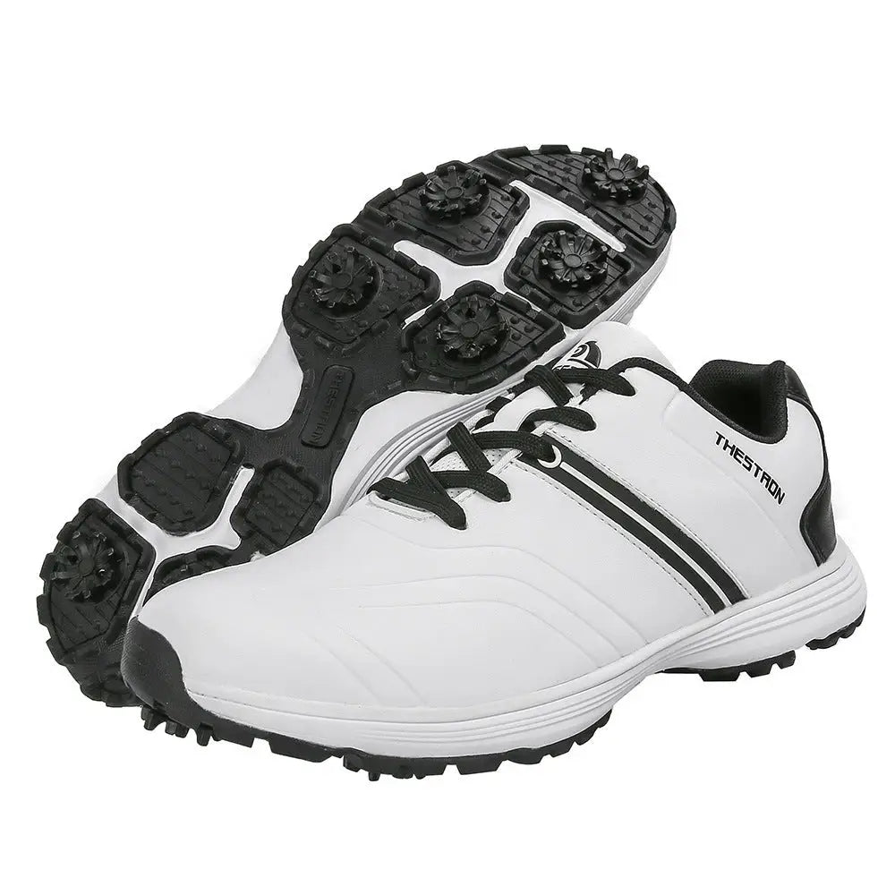 Men’s Professional Waterproof Spikes Plus Size Golf Shoes - Black and white / 7