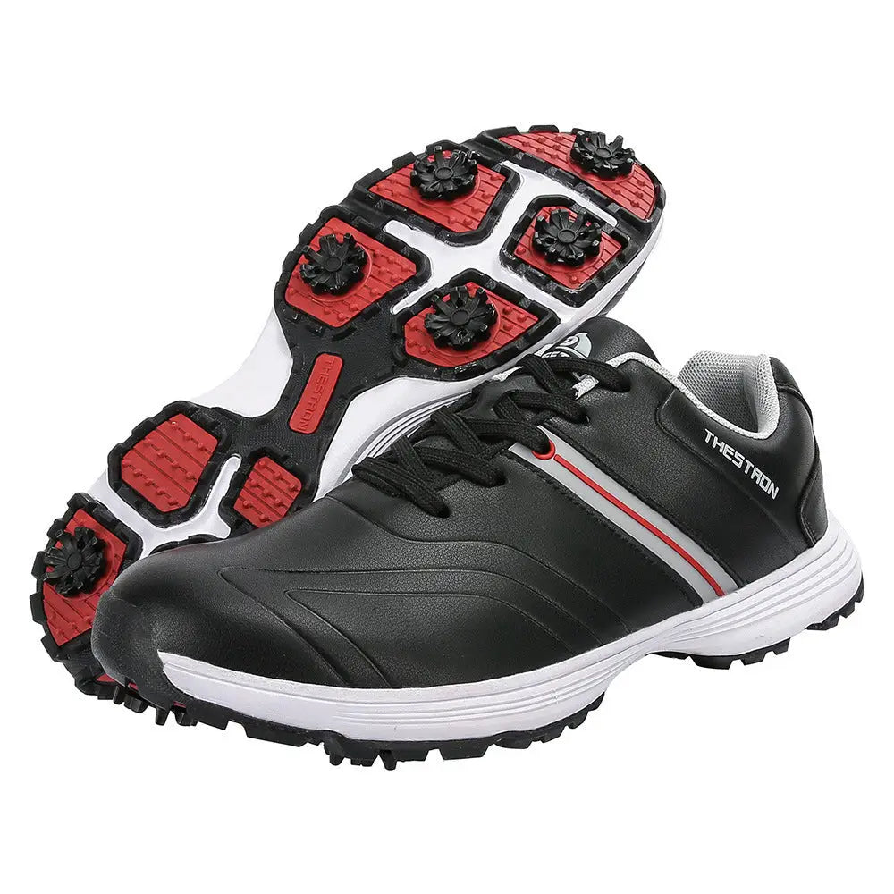 Men’s Professional Waterproof Spikes Plus Size Golf Shoes - Black / 7