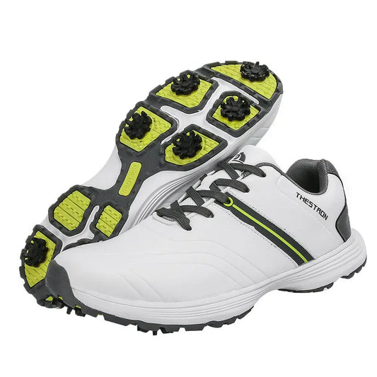 Men’s Professional Waterproof Spikes Plus Size Golf Shoes - White / 7